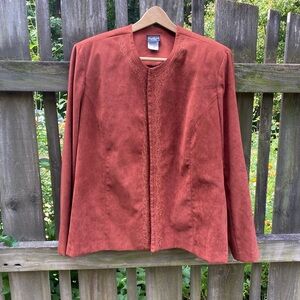 Vintage Jacket Blazer | Dark Orange Spice | Embroidered | Size 20W | Chic Boho